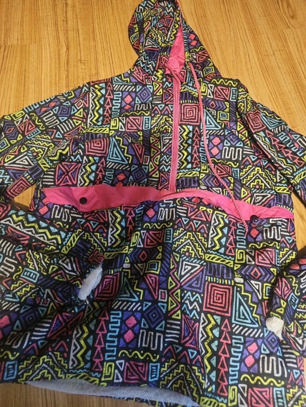 Blackjack Windbreaker Jacket Hooded 1/2 Zip Retro Lightweight Size Medium